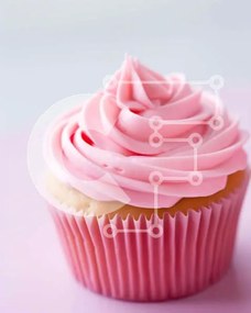 Intra Συλλεκτικό Ξύλινο Παζλ Plywood  4mm - Νόστιμο cupcake με ροζ παγωμένο σε ροζ φόντο Σε Ξύλινο Κουτί - Διαστάσεις: 10x10 cm – 25 κομμάτια