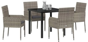 vidaXL Σέτ φαγητού για κήπο με μαξιλάρι 5 pcs Γκρι Πολυ ράταν