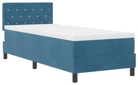 vidaXL Κρεβάτι Box Spring με Στρώμα  Δακρύσι Blue 80x200 cm Βελούδο
