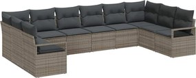 vidaXL Σετ Καναπέ με μαξιλάρι 10 pcs Γκρι συνθετικό ρατάν