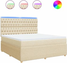vidaXL Κρεβάτι Boxspring με Στρώμα Κρεμ 180x200 εκ. Υφασμάτινο
