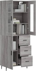 vidaXL Ντουλάπι Γκρι Sonoma 69,5 x 34 x 180 εκ. Επεξεργασμένο Ξύλο