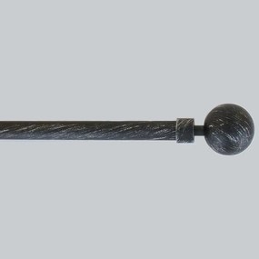 Κουρτινόξυλο Φ19mm Μονό Επεκτεινόμενο 120-210cm Με Άκρα L-N Basic Black/Silver 7888312096