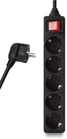 POWERTECH πολύπριζο PT-877, 5x schuko, 16A, 3m, μαύρο
