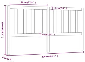 vidaXL Κεφαλάρι Κρεβατιού Μελί 206 x 4 x 100 εκ. από Μασίφ Ξύλο Πεύκου