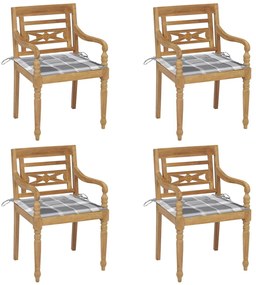 vidaXL Καρέκλες Batavia 4 τεμάχια από Μασίφ Ξύλο Teak με Μαξιλάρια