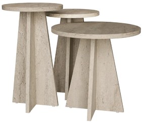 Τραπεζάκι βοηθητικό σετ 3 τμχ Podel Megapap χρώμα travertine Ø29,6x52,1εκ.