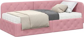 vidaXL Κρεβάτι Γωνίας Ροζ 100 x 200 cm Βελούδο