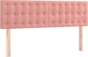 vidaXL Κρεβάτι Boxspring με Στρώμα Ροζ 140x200 εκ. Βελούδινο