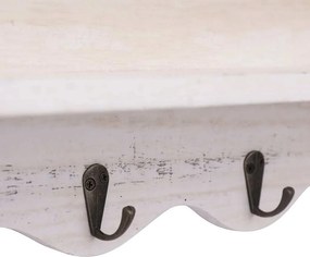 vidaXL Κρεμάστρα Τοίχου Λευκή 50 x 10 x 30 εκ. Ξύλινη