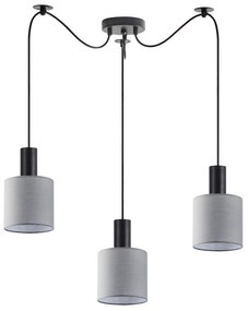 SE21-BL-4-BL3-SH2 ADEPT TUBE Black Pendant Grey Fabric Shade+ HOMELIGHTING 77-8514