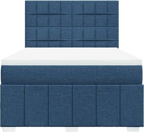 vidaXL Κρεβάτι Boxspring με Στρώμα Μπλε 140x190 εκ. Υφασμάτινο