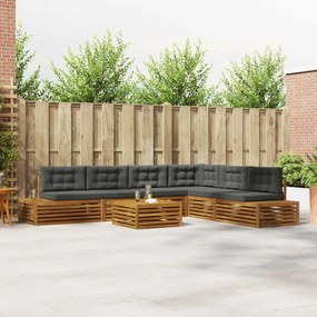 vidaXL Σειρά Καναπέ Εξωτερικού 7 Τεμάχιο Φυσικό και Ανθρακί