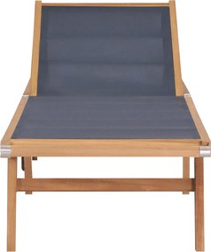 vidaXL Ξαπλώστρες Πτυσσόμενες 2 τεμ. από Μασίφ Teak/Textilene με Ρόδες
