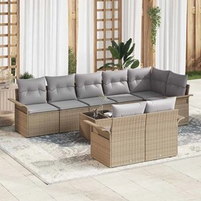 vidaXL Set Σαλονιού Κήπου 9 Τεμαχίων με Μαξιλάρια σε Μαύρο Πολυ-Ράτταν