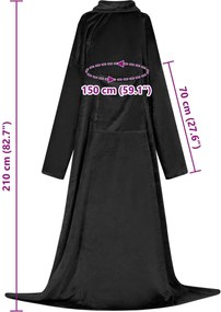 vidaXL Φούτερ-κουβέρτα Μαύρο F Φανέλα