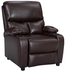 Πολυθρόνα relax με ποτηροθήκη Gartia pakoworld καφέ PU 79x94x102εκ
