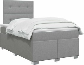 vidaXL Κρεβάτι box spring με στρώμα Ανοιχτό γκρι 120 x 200 cm Ύφασμα