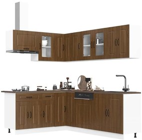 vidaXL Σετ Ντουλαπιών Κουζίνας 11 Τεμαχίων "Kalmar" Καφέ Δρυς από Τεχνητό Ξύλο