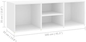 vidaXL Πάγκος Αποθήκευσης Παπουτσιών Λευκός 105x35x35 εκ. Επεξ. Ξύλο