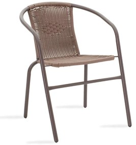 Obbi armchair metal-pe in brown color 54x56x73 εκ.