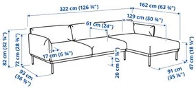 ÄPPLARYD 4 θέσιος καναπές με σεζλόνγκ 994.295.35