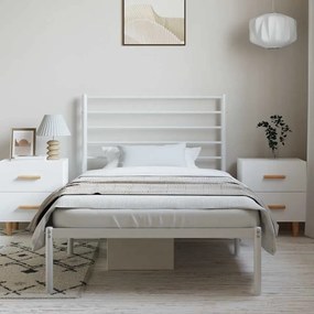 vidaXL Πλαίσιο Κρεβατιού με Κεφαλάρι Λευκό 100 x 200 εκ. Μεταλλικό