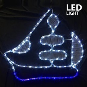 Eurolamp Καράβι 60x51cm Με Φωτοσωλήνα 4m LED IP44 Λευκό-Μπλε 600-20101