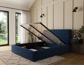 Επενδυμένο κρεβάτι Milora-Μπλε-180 x 200