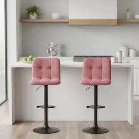 Σκαμπό μπαρ Carmelo Megapap με ρυθμιζόμενο ύψος βελούδο σάπιο μήλο - βάση μαύρο ματ 45x42x90/113εκ.