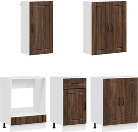 vidaXL Μονάδα κουζίνας LUCCA 5 pcs Καφέ Ξύλο Δρυός Επεξεργασμένο Ξύλο