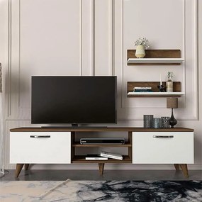 Έπιπλο τηλεόρασης Colin λευκό - καρυδί 150x30x40εκ