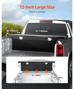 VEVOR Crossover Tool Box 72x20x14 In Heavy Duty Aluminum Toolbox for Truck Bed