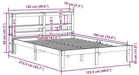 Πλαίσιο Κρεβατιού με Κεφαλάρι 120 x 190 εκ. Μασίφ Ξύλο Πεύκου - Καφέ