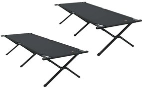 vidaXL Αναδιπλούμενο Κρεβάτι Κάμπινγκ 2 pcs Μαύρο Ύφασμα Oxford