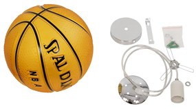 GloboStar SPALDING NBA 00649 Μοντέρνο Κρεμαστό Παιδικό Φωτιστικό Οροφής Μονόφωτο 1 x E27 Πορτοκαλί Γυάλινο Φ25 x Υ25cm