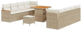 vidaXL Σετ Καναπέ Κήπου με μαξιλάρι 11 pcs Μπεζ Πολυ ράταν