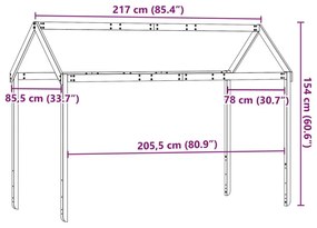 Οροφή Κρεβατιού Παιδική 217x85,5x154 εκ. από Μασίφ Ξύλο Πεύκου - Καφέ