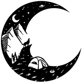 Διακοσμητικό Τοίχου Moonlight Camp 899SKL2580 70x70cm Black Wallity Μέταλλο