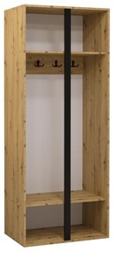 Ντουλάπα Hartford 368, Γραφίτης, 186x74x44cm, Πόρτες ντουλάπας: Με μεντεσέδες