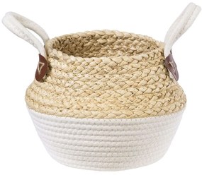 Καλάθι - Κασπώ Kimolos 20309 Φ18x21cm Beige-White GloboStar Cotton-Physical Fiber