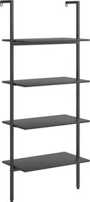 vidaXL Ραφιέρα Κεκλιμένη 4 Επιπέδων Μαύρη 64 x 35 x 152,5 εκ.