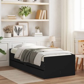 Πλαίσιο Κρεβατιού με Συρτάρια Μαύρο 90x200 εκ - Μαύρο