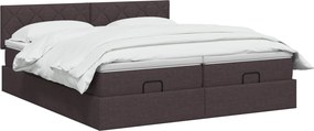 vidaXL Κρεβάτι Ottoman με Στρώμα και LED Σκούρο Καφέ 180 x 200 cm