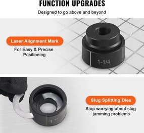 VEVOR 15 Ton Hydraulic Knockout Punch Driver Kit Hole Tool 12,7mm-101,6mm with 10 Die