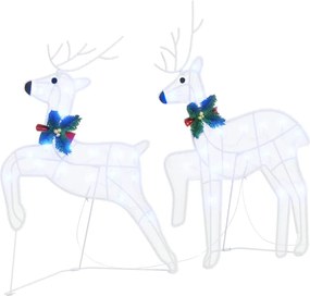 vidaXL LED Ελάφια 7 pcs Λευκό ύφασμα