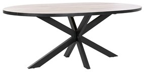 Τραπεζαρία DKD Home Decor Μαύρο Φυσικό Μέταλλο Ξύλο από Μάνγκο 200 x 100 x 76 cm