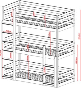 TED 80x200 graphite bunk bed Lano Furniture