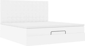 vidaXL Οθωμανικό κρεβάτι με στρώμα Λευκό 160x200cm Faux Leather