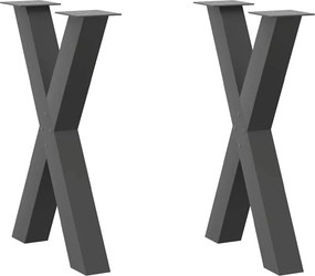 vidaXL Πόδια Τραπεζαρίας σε Σχήμα Χ, 2 τεμ. Ανθρακί 60x(72-73) εκ. Ατσάλι